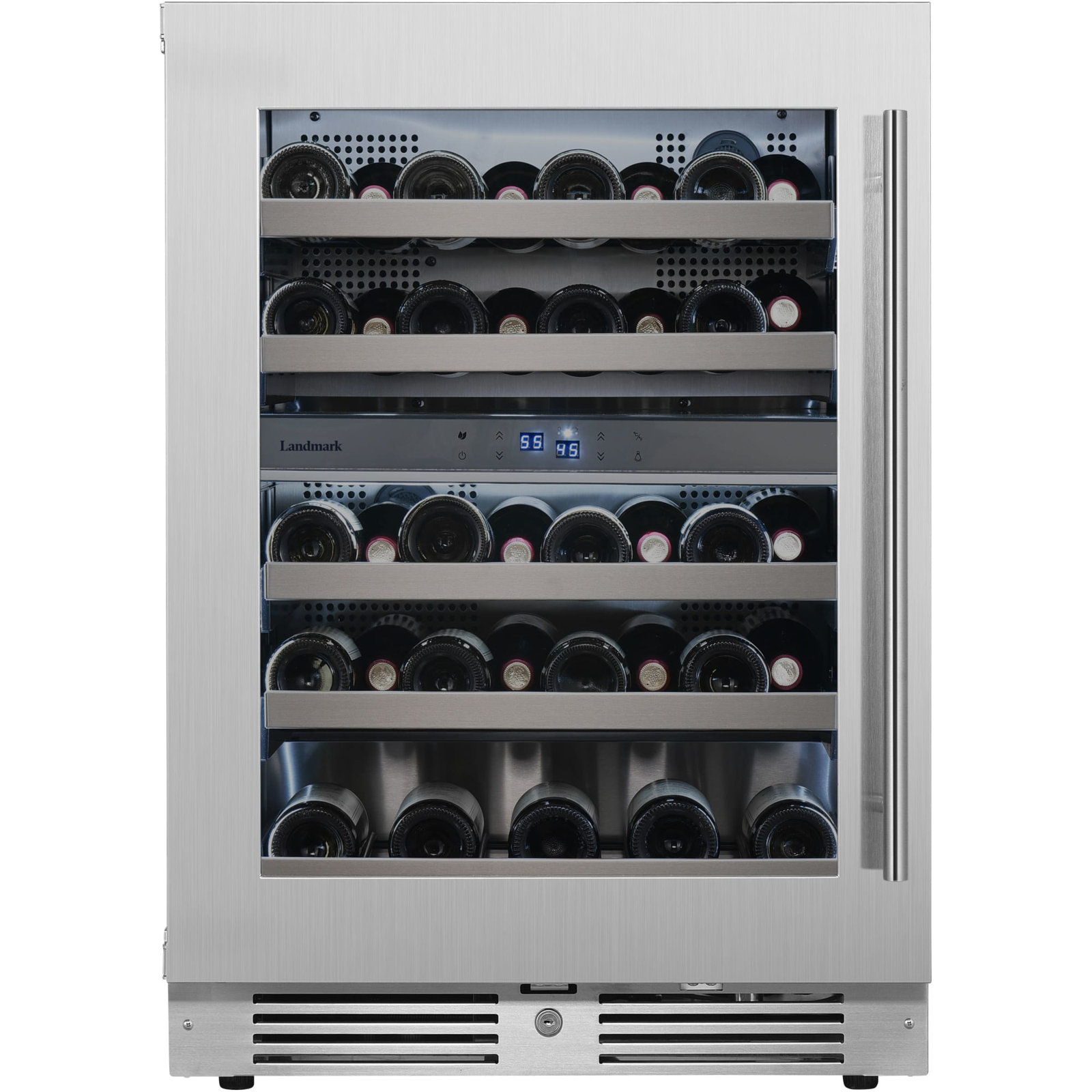 24 Inch Wide 37 Bottle Dual Zone Wine Cooler with Alternating (Blue, White, Amber) LED lighting, Door Alarm, Touch Control Panel and Lockable Left Hin | Fridge.com