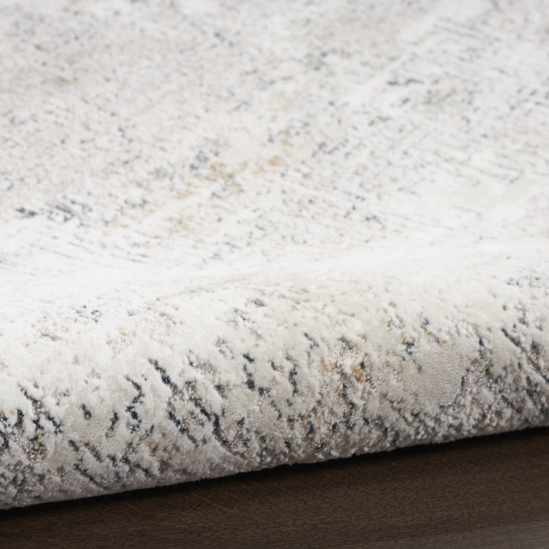 Distinctive Power Loom Synthetic Fibers Abstract Area Rug in Blue/Gray/Ivory