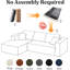 Canapé d'angle modulaire en flanelle de 276 cm (108,66 po), livré en rouleau avec 5 coussins, aucun assemblage requis, orange-87663165-88743566