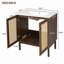 Meuble-lavabo de 30 po avec portes en bambou tissé à la main, armoire en panneau de fibres à densité moyenne et conception à fermeture en douceur