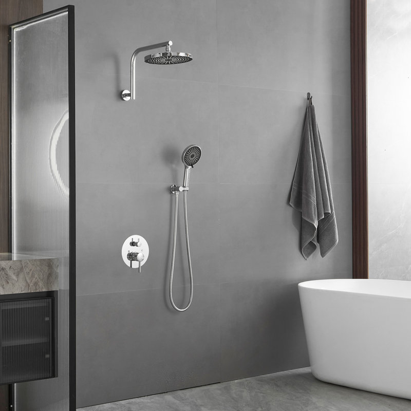 1 Complete Shower System with Rough in-Valve, Polished Chrome