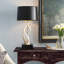 35" Polished Inner Horn Table Lamp - Black Base