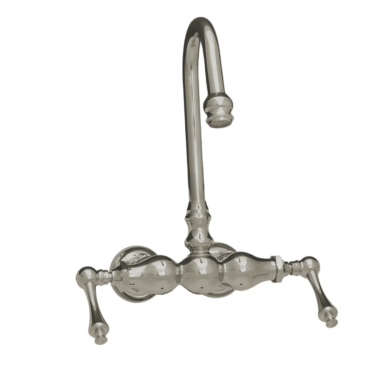 P1026 3 Ball Tub Faucet with Gooseneck Spout, Supply Nuts and Metal Lever Handles, Matte Nickel