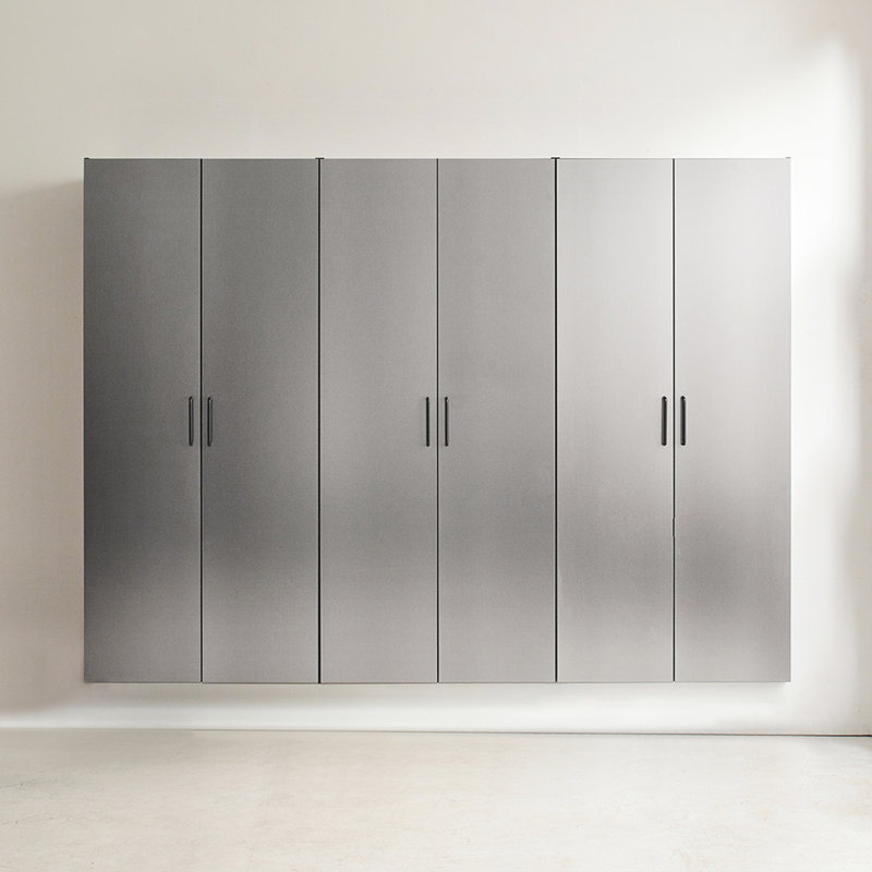 96 In. W X 79 H 20 D, Garage Cabinet D (3), Contemporary Style, Metallic Grey Finish, Drawers And Doors, Water Heat , 2x Thicker Edge Banding, E0-grade Board, Device On Shelves, Heavy-duty Metal