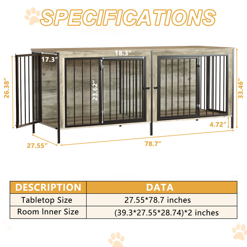 Meuble-cage pour chien, Gris