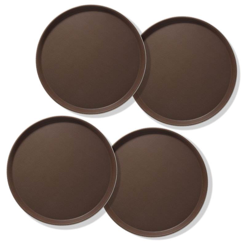 Non-Skid Serving Trays, NSF Certified, Brown, 14" Round