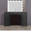 Meuble-lavabo à miroir noir avec 13 tiroirs utilisés pour le rangement du maquillage Miroir optionnel avec lumières Hollywood