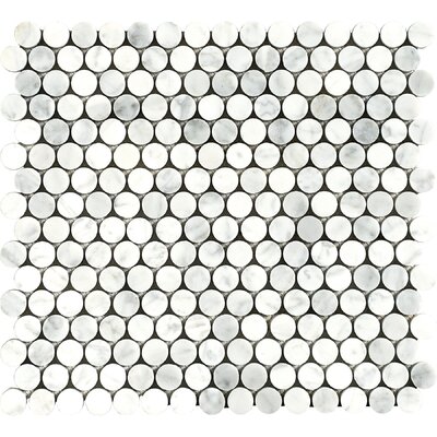 Carrara 0.75"" x 0.75"" Marble Penny Round Mosaic Wall & Floor Tile -  Matrix Stone USA, CWMM34Rou-H