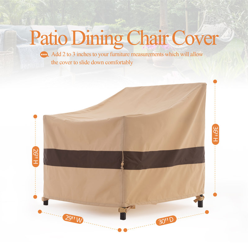 Premium Waterproof Outdoor Patio Chair Covers: Latest Rip-Stop Fabric, 3-Year Warranty, Beige/Brown, 36" H x 29" W x 30" D