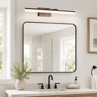 Applique murale à DEL moderne pour salle de bain – Élégante applique en métal noir pour miroir, garde-robe ou lavabo