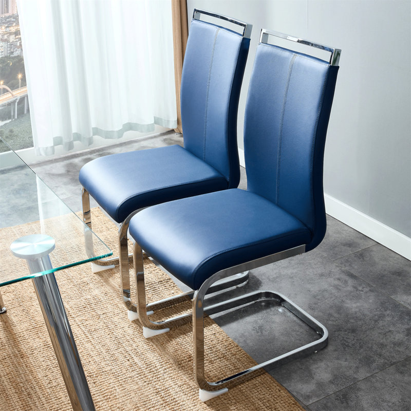 Mangano Dining Chair, Blue, Silver