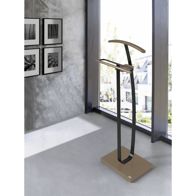 Solid Wood Freestanding Valet Stand, Moka Black