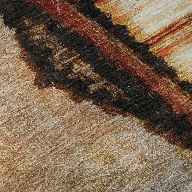Premium Machine Washable Mayfield Abstract Rug, 2'3" x 7'6" Runner, Paprika