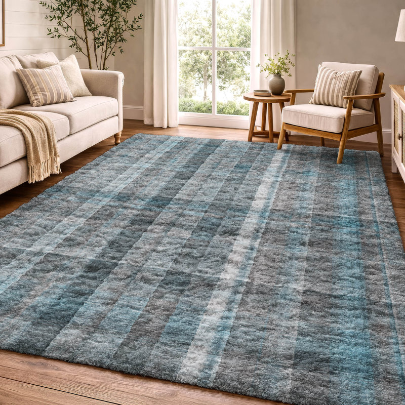 Tapis à poil long de qualité supérieure lavable à la machine ADS534, Sarcelle, 10 pi x 14 pi