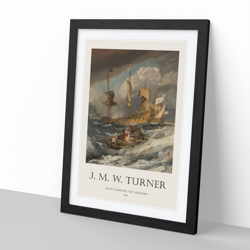 Boats Carrying out anchors by Joseph-Mallord William Turner - Picture Frame Art Prints, Black, 65cm H x 48cm W x 2cm D