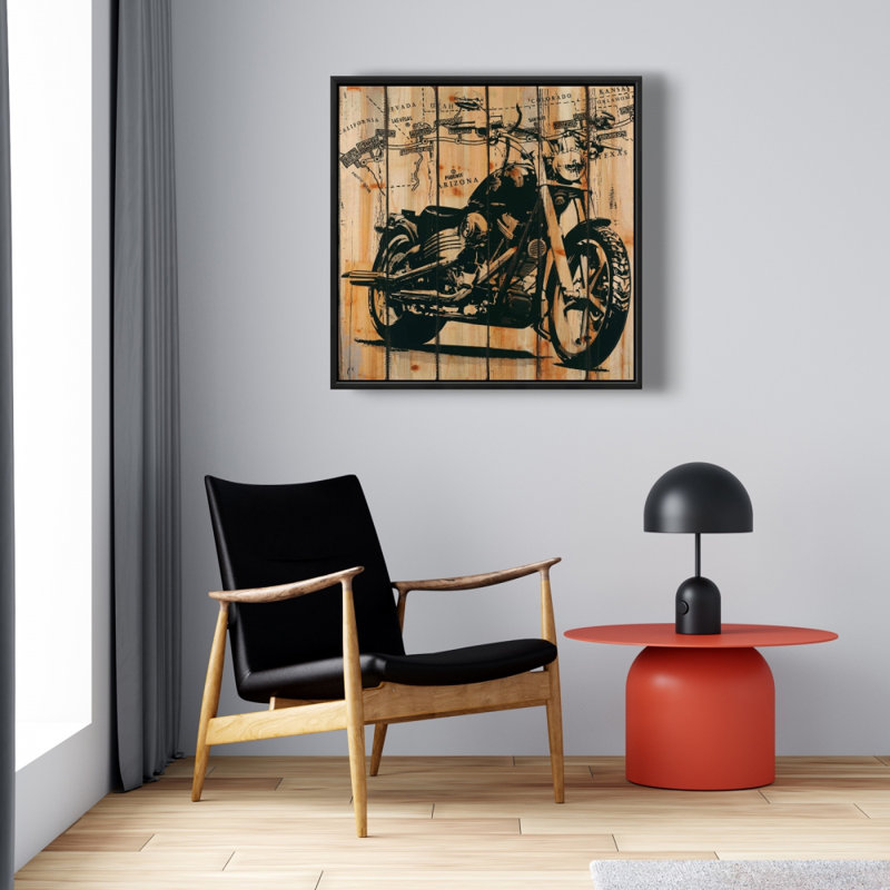 " Motorcycle On Wood Background "