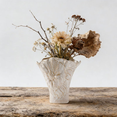 White Ceramic Decorative Vase,Cute Small White Flower Vase For Home Decor,Nordic Modern Boho Ins Style Decorative Ceramic Aesthetic Vases For Flowers