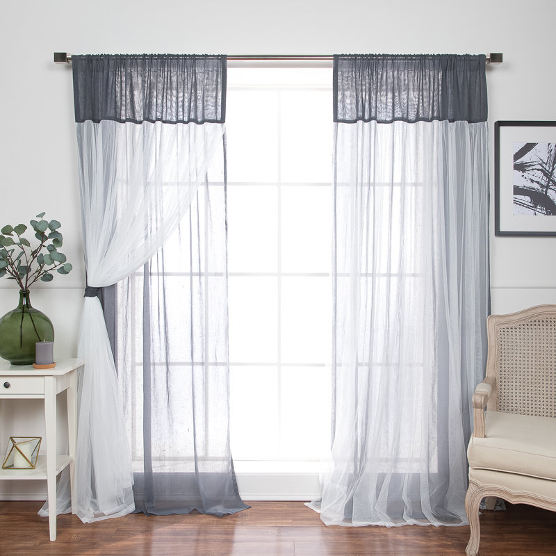 Rideaux extra-fin couleur unie avec passe-tringle Duluth, Gris foncé
