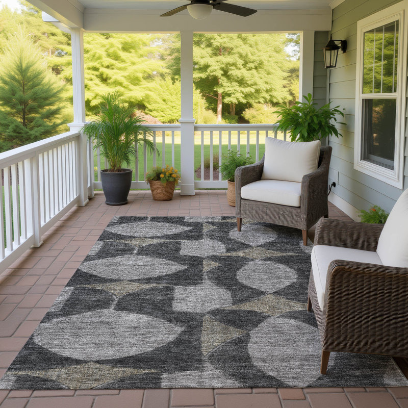Tapis intérieur / extérieur lavable à la machine Chantille ACN3060, Noir, 9 pi x 12 pi
