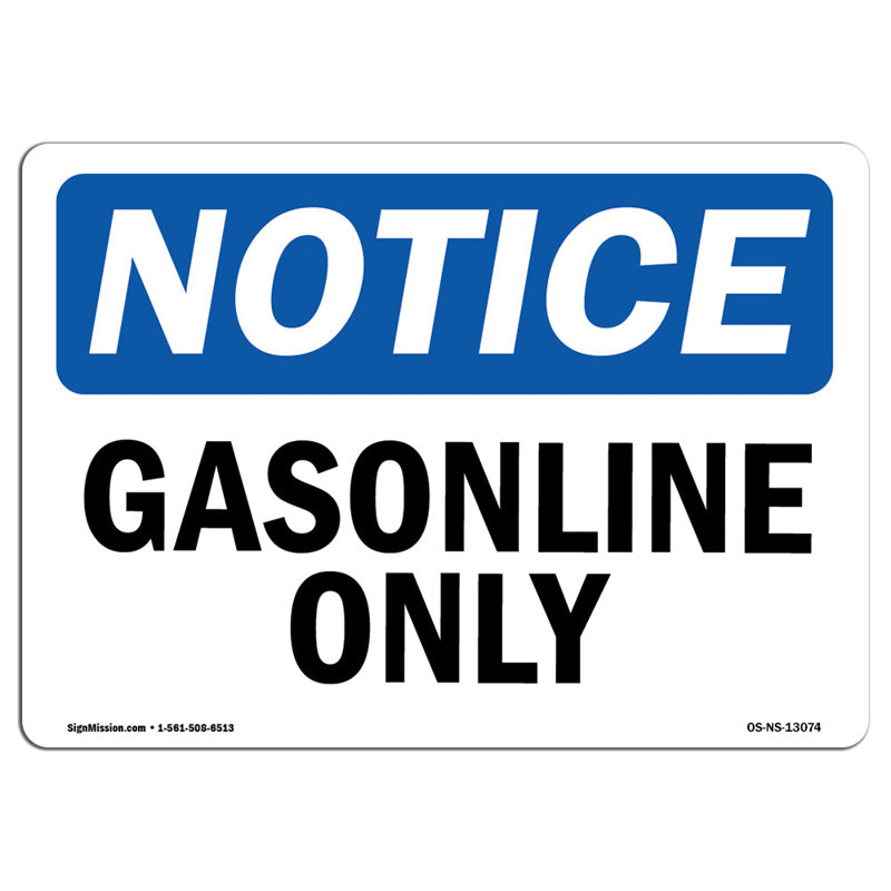 Gasoline Only Aluminum Sign 12 x 18