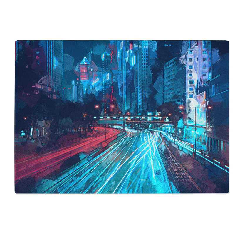 Tempered Glass Night Lights of Hong Kong Chopping Board, 28.5 cm W x 20 cm L