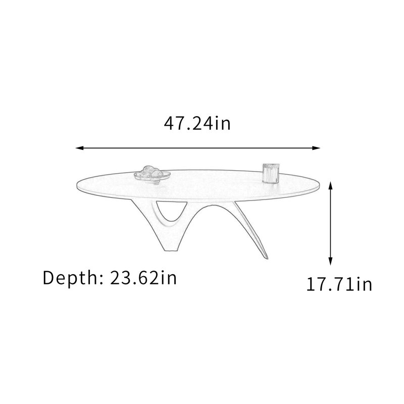 1 table basse simple, H 17,71 po x L 47,24 po x l 23,62 po, Noir