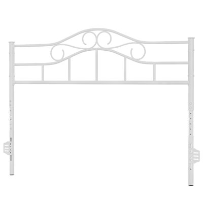Anary Metal Full Size Headboard, Adjustable Height, Steel Curved Full Headboard Only For Bedroom, Farmhouse Scrollwork Design, Attach Frame, Easy Assembly, White