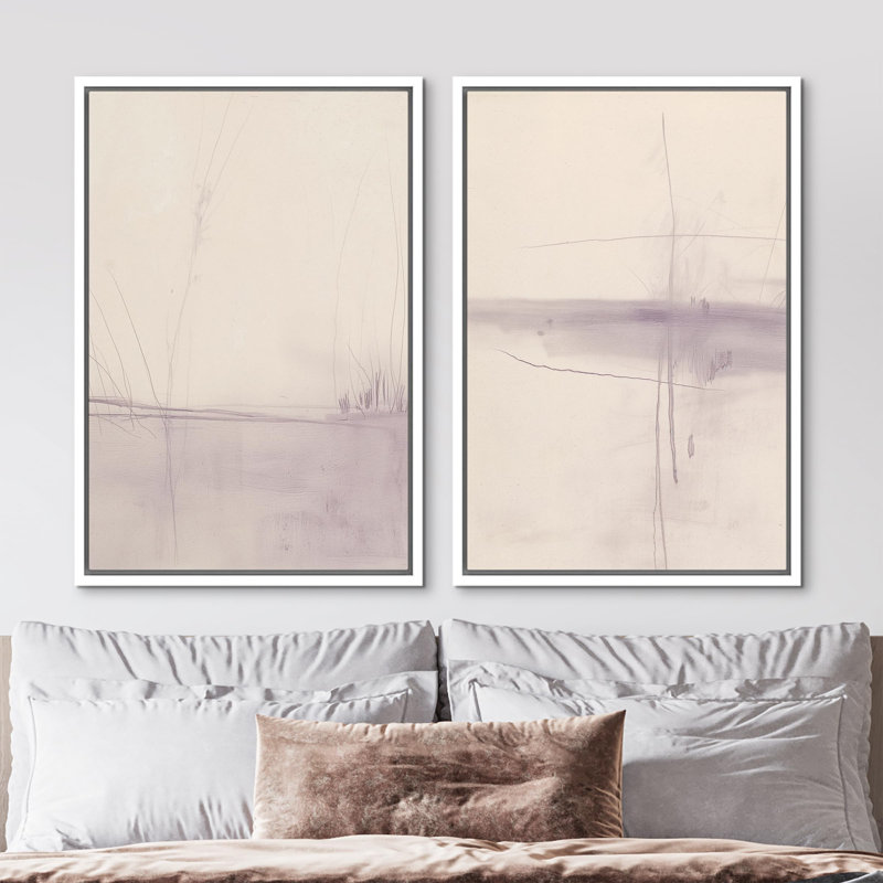 «Mid-Century Modern Brown», 2 pièces sur toile, H 16 po x l 24 po, Cadre blanc