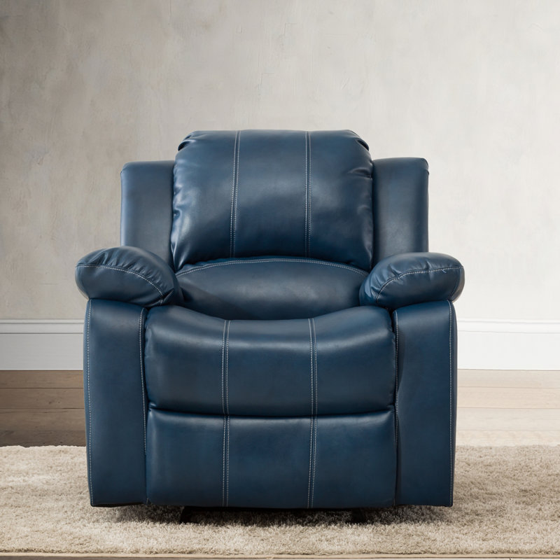 Fauteuil inclinable en cuir bleu marine Charlotte