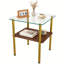 Table d'appoint moderne en verre 2 pièces, plateau de table en verre trempé, tablette de rangement en MDF et pieds en métal, table d'appoint minimaliste pour salon et chambre à coucher-131262534