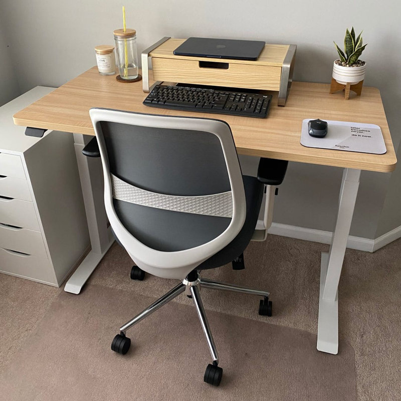 Duo Standing Desk, 47.3" H x 36" W x 24" D, White, Woodgrain