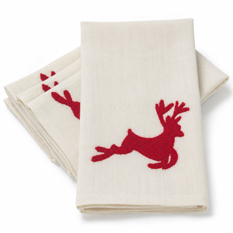 Reindeer Crewel Dish Cloth Kitchen Towel