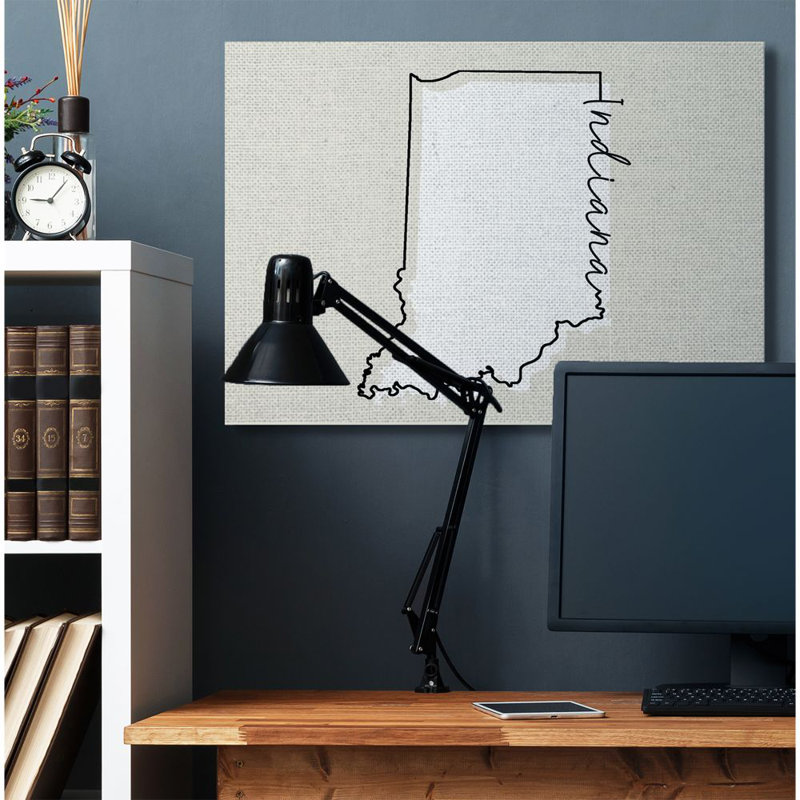 « indiana home state map neutral design », impression sur toile, H 36 po x l 48 po x P 1,5 po, Toile