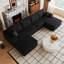 Canapé d'angle infonuagique avec pouf, design minimaliste modulaire-992279733-992279735