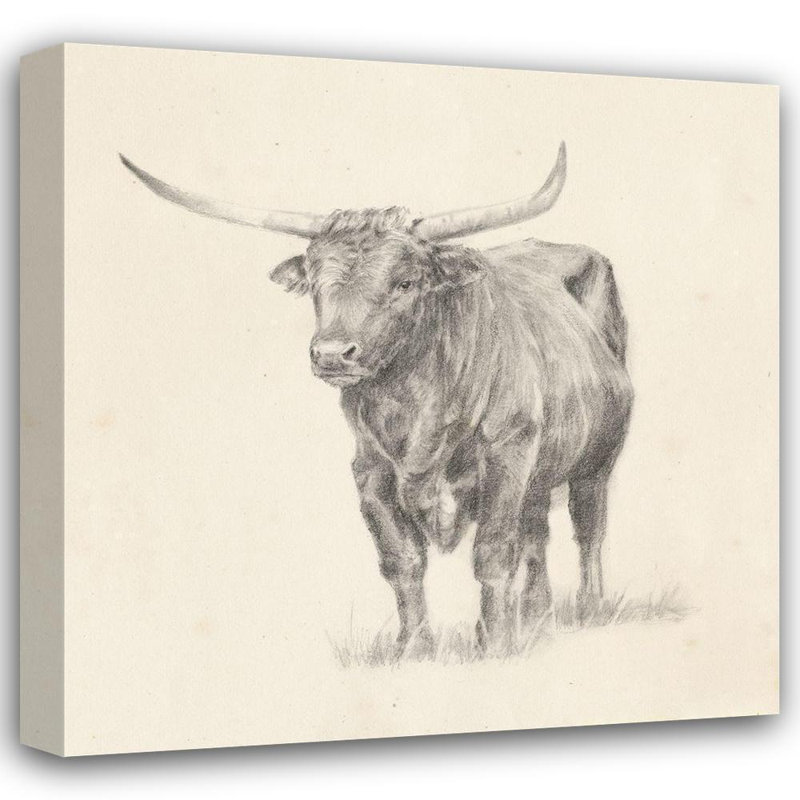 Alcott Hill®, Harper, Ethan, art sur toile tendue avec châssis: Longhorn, H 15 po x l 15 po