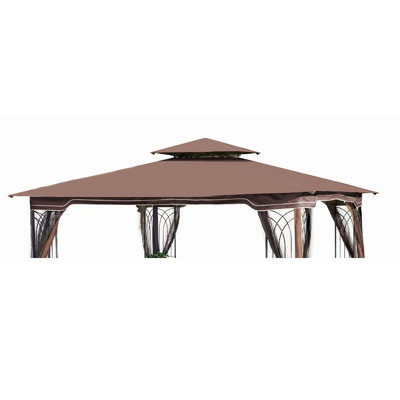 Auvent de remplacement pour pavillon de jardin à double toit 10 pi x 10 pi, brun - avec protection, installation de couverture de patio simple, protégé, procédé d'assemblage