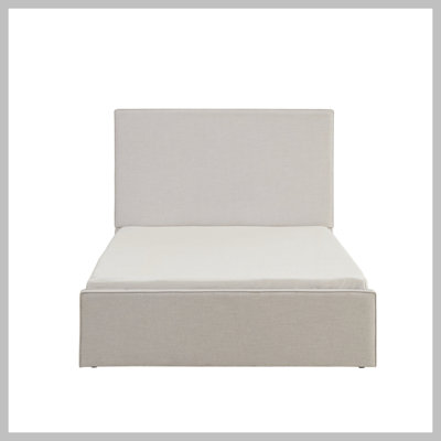 Lucas Tall Headboard Upholstered Bed / 52" High Headboard / Elegant Simplicity / No Box Spring Needed / Easy Assembly / Queen / Textured Ivory Canvas by Latitude Run