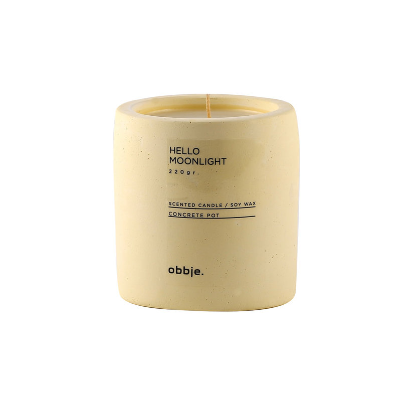 Premium Vanilla Marshmallow Scented Candle, 3.4 in Diameter x 3.5 in Height | 100% Concrete Holder, Paraffin & Soy Wax Blend | Bright Yellow Color, Perfect for Home Decor & Relaxation