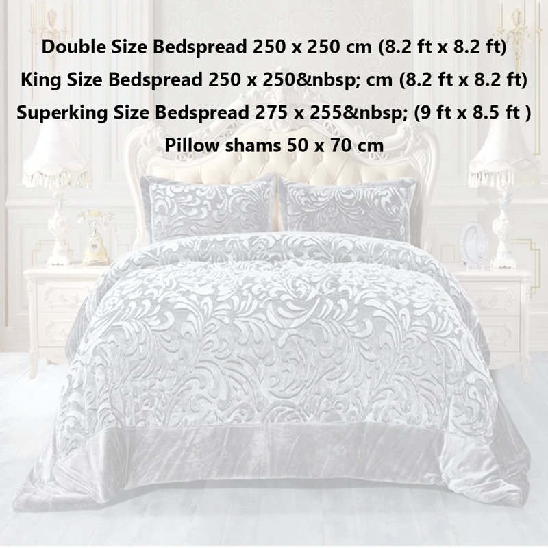 Whitt Polyester Bedspread with Pillow Shams, 255 x 275cm Bedspread + 2 Pillow Shams, Pink