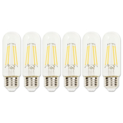 5.5 Watt (75 Watt Equivalent) Clear T10 Dimmable Filament LED Light Bulb, Medium Base, 6 Pack