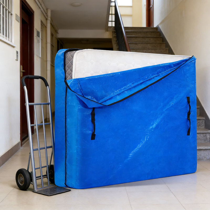 Heavy Duty Mattress Storage Bag For Moving And Storage, Reusable Waterproof Mattress Cover With Handles, Durable Tarp Material Protects Mattresses During Transport