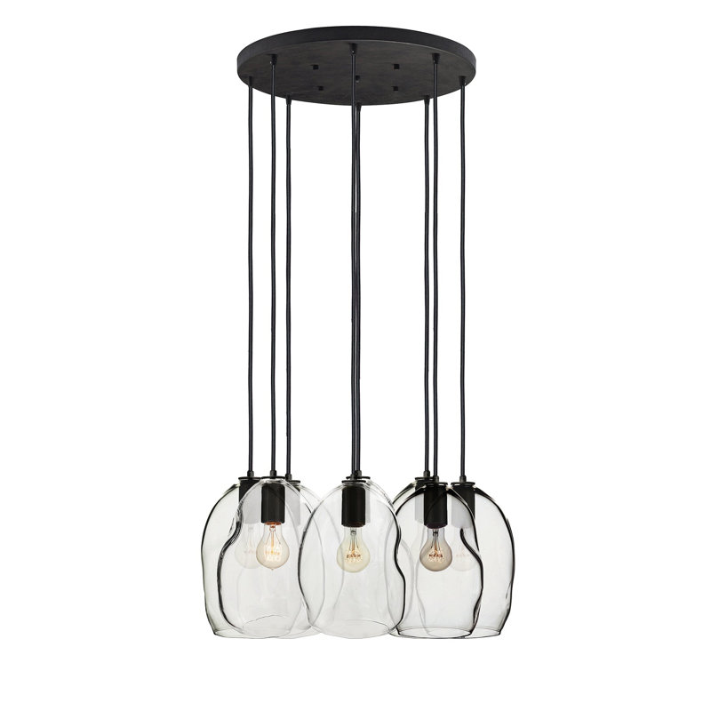 Lustre géométrique 8 lumières Bubble, Noir mat, H 100 po x l 18 po x P 18 po