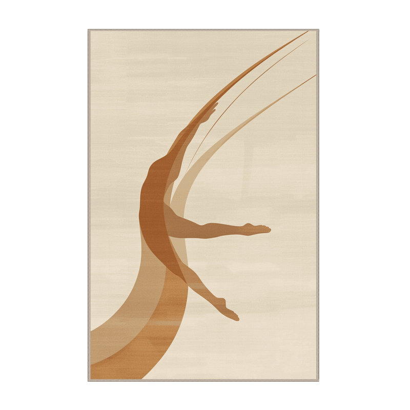 Tapis beige minimaliste lavable à la machine Takengon Gymnastic, 5 x 7