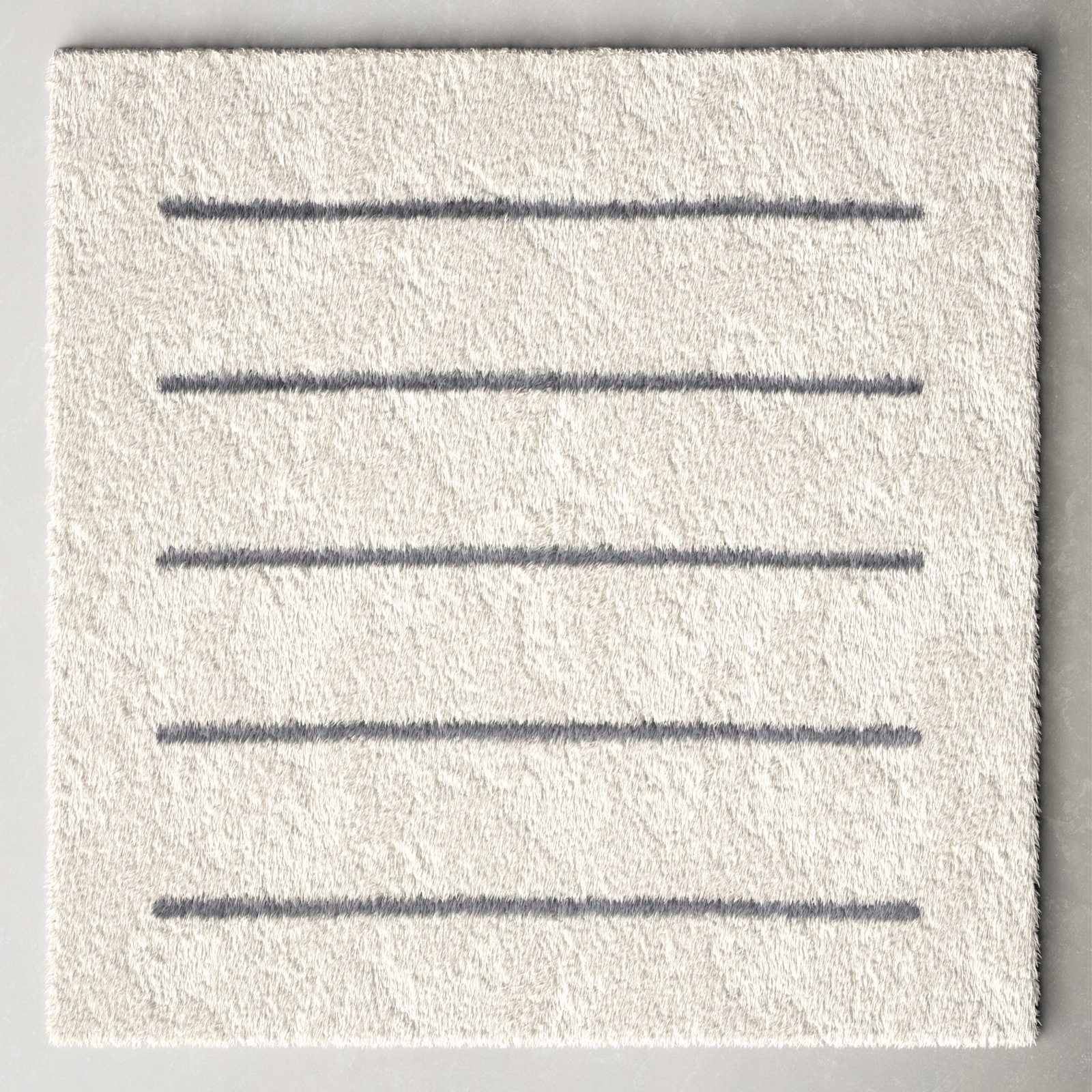 Mayer Ivory Gray Hand-Knotted Striped Wool Rug, Square 7'