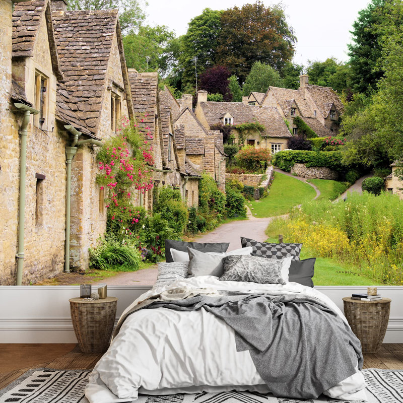 Pittoresque vieille maison en pierre pittoresque d'Arlington Row dans le village de Bibury en Angleterre, L 66 po x l 96 po