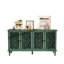 Buffet ancien de 152 cm (60 po) avec sculptures florales ajourées, pieds en bois massif et rangement polyvalent pour un style rustique. Options d'aménagement complexes pour les espaces salon et salle à manger.