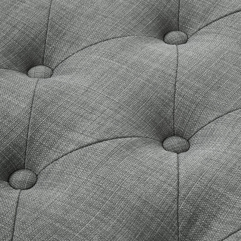 Rangement demi-cercle capitonné noir 44 po Venne, Mélange de lin gris clair