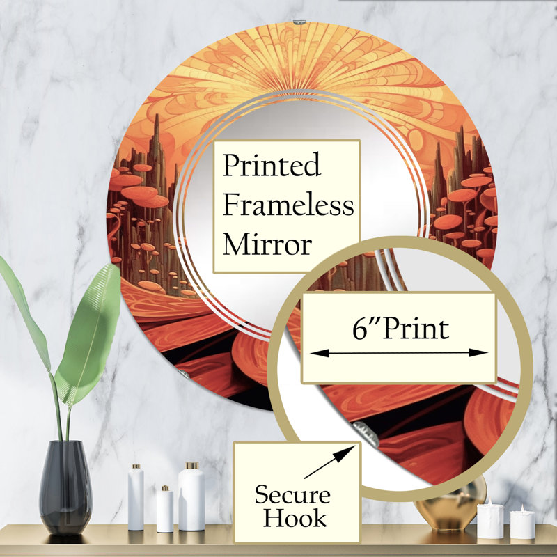 Villeta - Miroir mural moderne rond, 32 po x 32 po
