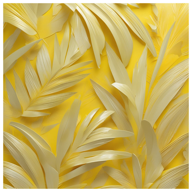 Tapis de bain feuilles de palmier jaune, L 24 po x L 17 po