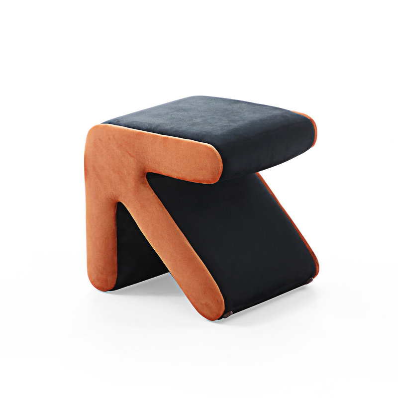 Tabouret rembourré avec tabouret et repose-pieds pour enfants, Noir